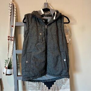 Nineteen Ninety One Vest Mens Medium Charcoal Gray Hooded Full Zip Pockets M